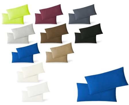 EXKLUSIV HEIMTEXTIL Kissenhülle Kissenbezug Doppelpack mit Reißverschluss hochwertige Jersey Qualität Royalblau 40 x 80 cm