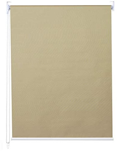 Rollo HWC-D52, Fensterrollo Seitenzugrollo Jalousie, 80x230cm Sonnenschutz Verdunkelung Blickdicht - beige