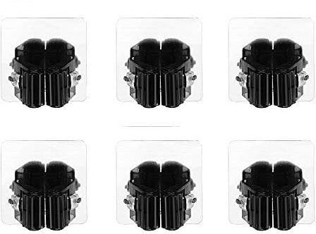 Spritumn 6 Pcs Mop and Broom Holder, Self Adhesive Wall Mounted Mop Organizer Broom Clips Holder for Kitchen Bathroom Closet Garden Garage (Black)