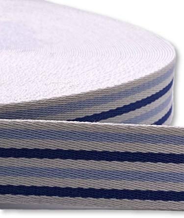 Gurtband 40mm Baumwolle Taschengurt Streifen 5 Farben (Blau/hellblau)