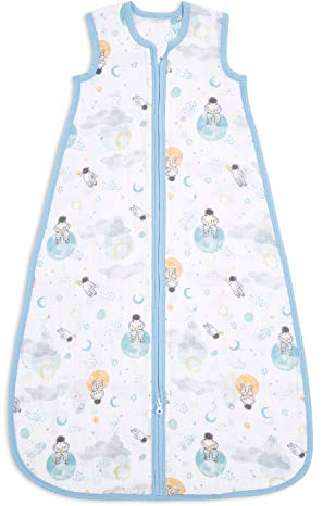 aden + anais™ Essentials Baumwoll-Musselin-Schlafsack, 1,0 TOG tragbare Decke für Babys, Bunte Muster für Mädchen & Jungen, Schlafsack für Neugeborene aus 100% Baumwoll, 0-6 Monate, Space Explorers