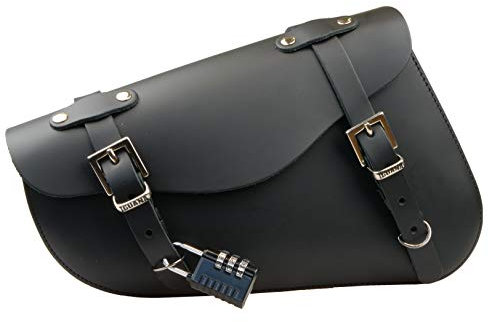 IGUANA CUSTOM CLOTHES - Motorradtasche aus Leder für Harley Davidson Sportster mit Clip-Verschluss und Vorhängeschloss, handgefertigt in Spanien, echtes Leder