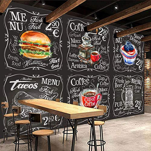 Benutzerdefinierte Wandtapete Jeder Größe 3D Handgemalte Tafel Hamburger Cafe Bakery-200Cmx140Cm