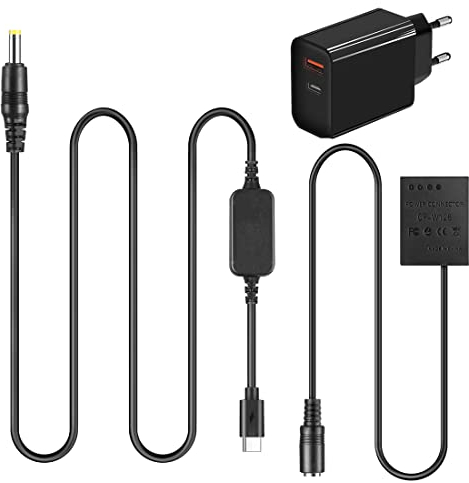 Raeisusp USB Typ-C Kabel + NP-W126 Dummy-Batterie + USB-C Adapter für Fujifilm X-A2 A3 X-E2 X-Pro2 T20 T10 X-T30 X-T1 T2 X-T3 E3 Kamera