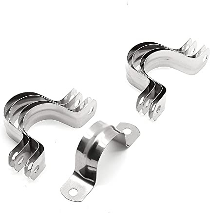 Jersvimc 16Pcs 1 1/4 Inch Stainless Steel Conduit Clamps, Two Hole Strap U Bracket Rigid Pipe Strap Metal U Clamp Conduit Strap Tension Clips U-tube Clamp Heavy Duty