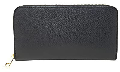 Chicca Borse Portafoglio Lungo Donna Portafogli in Pelle Italiana Accessorio Porta carte (Nero)