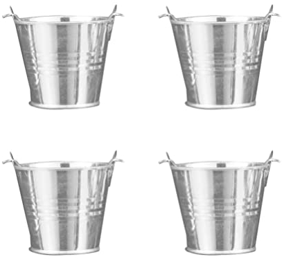 CLISPEED 4 Stück Mini-Eimer Pommes-Eimer Blumentopf Für Zuhause Bauernkübel Aus Metall Verzinkte Blecheimer Kleine Metallische Eimer Shabby-chic Runden Eisen Kind Kleiner Blumenkübel
