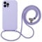 Hadwii Coque pour iPhone 13 Mini Coque avec Cordon de Collier, Ultra Mince Silicone Souple intérieure en Microfibre Étui avec Réglable Lanyard pour iPhone 13 Mini- Lavande
