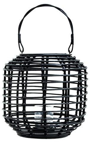 Premier housewares/Black Candle Holder/Tea light Candle Holders/Tea Light Candle Holders For Home/Round Tealight Holders/Rattan Candlestick Holders / W42 x D42 x H41cm