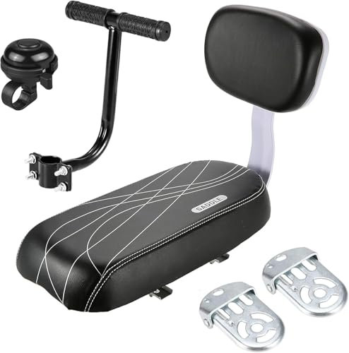 BLOHDI Cycling Child Seats,Kid Bike Back Cushioned Seat Kit with Bell Foot Rest Handle Grip Children Safety Carrier Set