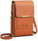 AIFILLE Pochette en PU Cuir Original Transparente Écran Tactile Petit Sac Téléphone Portable Femme avec Bandoulière Réglable Porte Carte Fentes, Brun