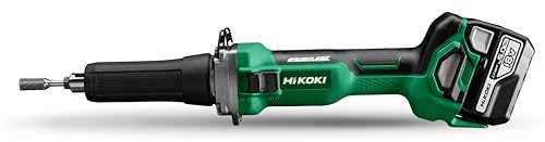 HiKOKI Smerigliatrice dritta a batteria GP18DA (18 V (2 batterie agli ioni di litio da 5,0 Ah), motore senza brushless, pinza di serraggio diametro: 6 mm, perni abrasivi Ø max.: 50 mm, velocità a