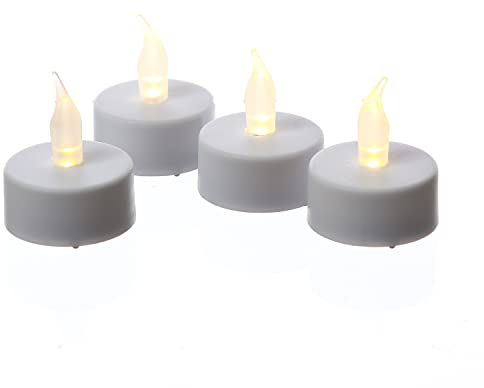 LED Teelichter aus Kunststoff 4er Set flackernder Teelichter D: 3,7cm inkl. Batterien weiß 4 Stück für Innen
