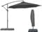 Outsunny 3(m) Garden Banana Parasol Cantilever Umbrella with Crank Handle, Cross Base, Weights and Cover for Outdoor, Hanging Sun Shade, Black