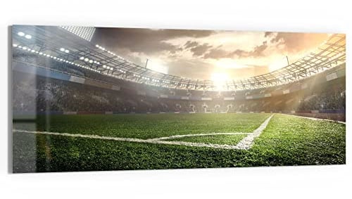 DEQORI Glasbild Acrylglas | Motiv Rasenecke im Stadion | horizontal einteilig 125x50 cm | schöne Dekoration | Wandbild für Wohnzimmer, Schlafzimmer, Flur & Küche | moderne Wanddeko