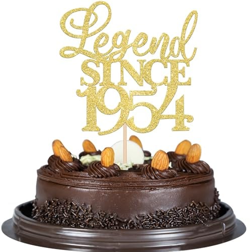 Xsstarmi 1 Pack Legend Since 1955 Cake Topper Seventy Cheers to 70th Birthday Hello 70 and Fabulous Cake Pick Decoration for 70th Birthday Wedding Anniversary Party Cake Decorations Glitter Gold