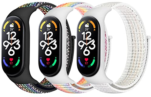 Bcuckood Nylon Armband kompatibel mit Xiaomi Mi Band 7/6/5/4/3 /Amazfit Band 5, verstellbares atmungsaktives Sport Nylon Schlaufen Ersatzarmband für Xiaomi Mi Band 7 6 5 NFC für Männer und Frauen