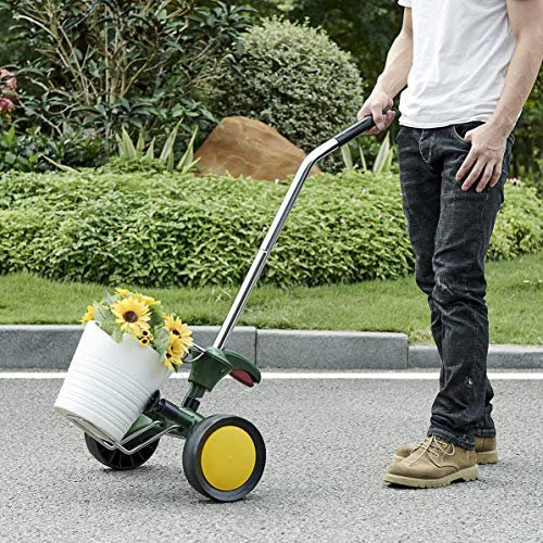 Move Garden Potted Flowers and Trees Effortlessly with Trolley Garden Plant Pot Mover - Adjustable Handle and Mobile Design for Easier Transport.