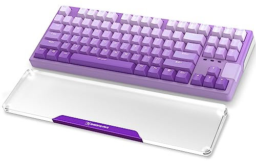 MAMBASNAKE Keyboard Wrist Rest for 87 Keys TKL 80% Keyboard - CNC Acrylic Keyboard Wrist Support with Aluminum Logo - Anti-Slip Rubber Feet - Hand Support for Office/Gaming/Typing/Laptop - Purple