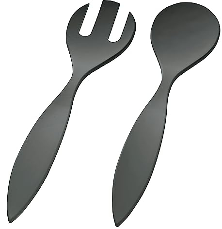 Magu Natur-Design Salatbesteck Anthrazit ca. 26 cm aus einem Polymer aus natürlichen Materialien Salatlöffel Salatgabel