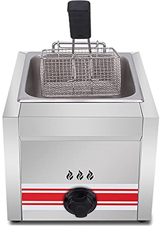 Friggitrice a Gas Professionale 10L 20L 30L Acciaio Inossidabile GPL Friggitrice a Gas Potenza di Fuoco Regolabile per Patatine Fritte Ciambelle Pesce Cestello e Coperchio Rimovibili Rivesti