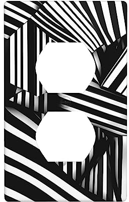 Cubierta de pared con líneas geométricas en blanco y negro, placa de pared decorativa, tamaño estándar de 4.5 x 2.76 pulgadas, ideal para zonas residenciales y comerciales.