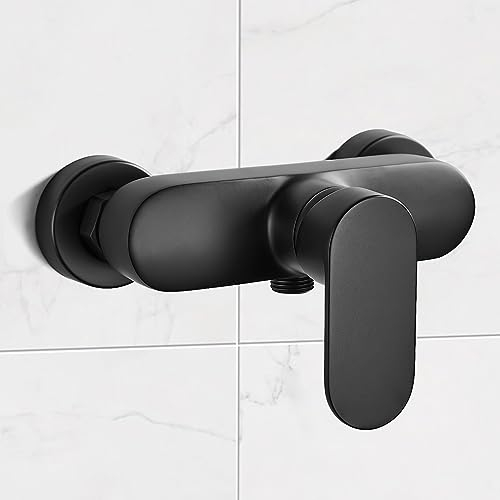 Namuoto Miscelatore Monocomando per Doccia, Rubinetto Doccia Miscelatore, Miscelatore per Doccia da Muro, 1/2 uscita, Nero