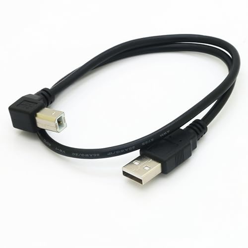 Tivid 19inch USB b Right Angle 90 Degree Adapter High Speed Printer USB Cable 90 Degree USB b Cable usb2.0 A Male to B Male Printer Scanner Cord with 480Mbps (Up Angle, 1.6Feet)