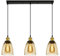 FORCOSO 3-Light Glass Pendant Lights - Vintage Pendant Lighting Ceiling with Cognac Glass Lampshade, Adjustable Height Pendant Fixture for Living Room Kitchen Island Dining Room Hallway - NO Bulbs