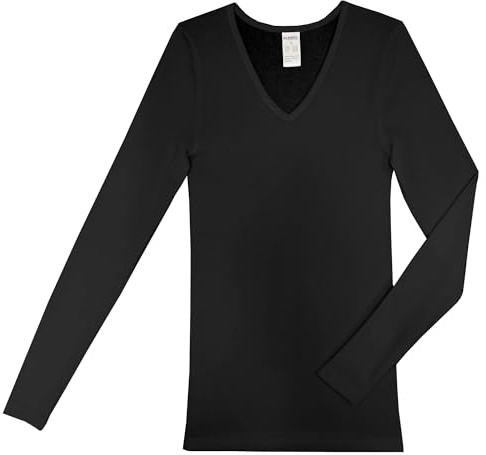HERMKO 13680 Damen Langarm Unterhemd mit V-Ausschnitt