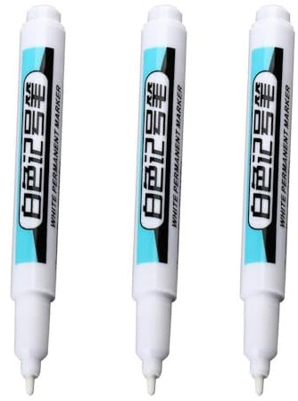 RYGRZJ Marqueur blanc 0,7/1,0/2,5 mm pour plastique, cuir, verre, pierre, métal, toile, stylos M0X7 en céramique, long marqueur étanche à tête grasse
