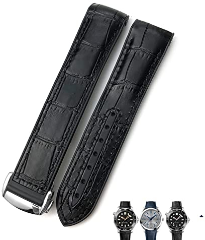 NIBYQ Gummi-Lederarmband für Omega Seamaster 300 Speedmaster AT150 HydroConquest Sportarmband, 21 mm / 22 mm, 19 mm / 20 mm, 22 mm, Achat