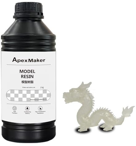 ApexMaker 3D Drucker Resin Transluzent, 1000g, Hohe Präzision, Geringer Geruch, Schnellhärtendes Standard Photopolymer Harz, 385-405nm 3D Druck flüssiges Photopolymer Harz für LCD DLP SLA