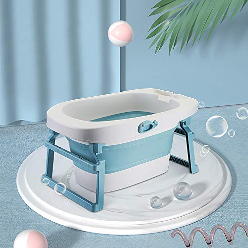 Baby Badewanne, Klappbare Babywanne, Baby Wanne Babybadewanne Faltbar Babybadewanne Neugeborene von 0-24 Monaten Geeignet (Blau-85.3 * 55.5 * 43.7cm)