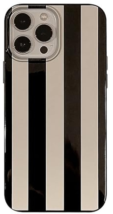 Bianriche Black White Stripe Phone Case Compatible with iPhone 14 Pro Soft TPU Shockproof Protective Case for Girls Women
