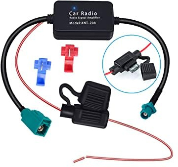 POBADY Car Radio FM/AM Antenna Signal Booster Fakra Z Male to Female Adapter 12V Universal Radio Antenna Amplifier Vehicle Antenna Amplifier for Audio Stereo Digital Car Radio (1PCS)