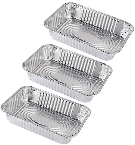Amosfun 3St Blechpfanne aus Alufolie Grillpfanne für Grill Broiler Auffangwannen für Backofen Grillpfanne aus Aluminiumfolie kühlschrankdeo kühlschranklampe Oven Grilltablett Bräter Silver