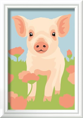 Ravensburger CreArt 23989 - Süßes Hausschwein - Malen nach Zahlen für Kinder ab 7 Jahre, Malset mit Rahmen, Pinsel und Acrylfarben, Geschenk für Mädchen und Jungen