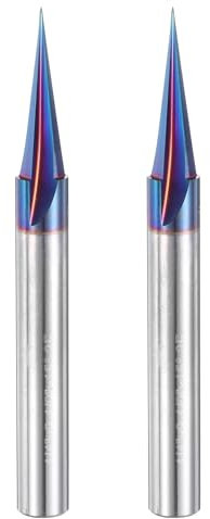 uxcell 2 Pcs 15 Degree V Groove Engraving Router Bit for CNC Tip and 3 Flutes 1/4 Inch Shank Carving Bit Nano Coated Carbide End Mill for Carving Engraving