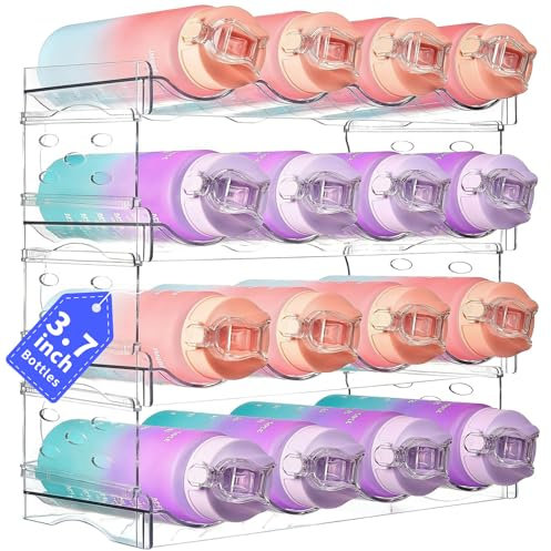 VexNook Organisateur Frigo Empilable, 16 Bouteilles - Porte Bouteille Pratique pour Réfrigérateur, Range Bouteille Frigo pour Eau et Vin (4 Couches 16 Bouteilles)