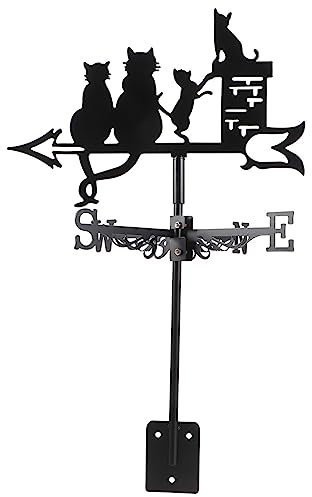 Garneck Edelstahl Wetterfahne Katze - Wetterhahn Für Garten - Hof Und Terrasse Windrichtungsanzeiger in 4 Katzen Form Für Stilvolle Gartendekoration Von
