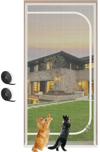 TINBOSE Mit Reißverschluss Haustiere Bildschirm Tür,100 X 220 cm,Verstärkte Gittertür,Katzennetz for Balkon,Türstopper, Katzen, Hunde, Blätter, Wohnzimmer, Schlafzimmer, Küche(100x220cm)