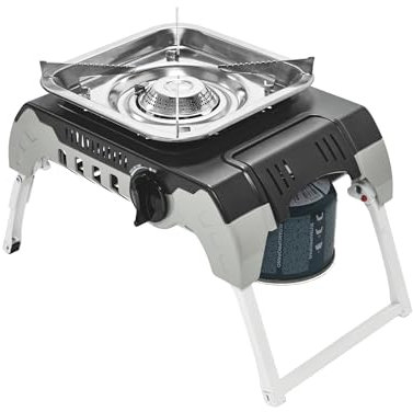 Amig – Camping Gas Möunt - Cocina Portátil para Uso al Aire Libre – con Soporte de Acero Inoxidable y Regulador de Llama - No incluye Bombona – 2,4 kW de Potencia - Excursiones – Certificado CE