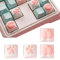 Pink KeyCaps - 4pcs Cat Path Y Bulto KeyCaps | Teclado Mecánico | Lindo PBT 3D Silicone Conjunto | Tapa De Teclado De Teclado para Gateron Kailh Cherry MX Cross Type Switch | Tapa De Te