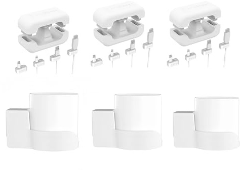 Bangcheer Wall Mount for Deco X10 X15 X20 X50 X55 X60 WiFi 6 Router Bracket with Silicone Cable Organizer Sturdy Space Saving Mesh System Holder,White,3Pack