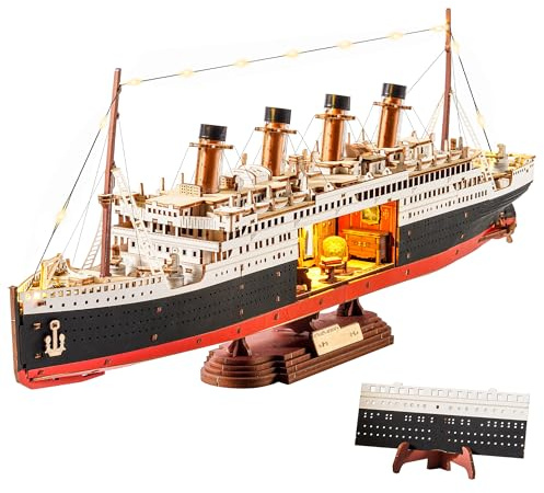 ROBOTIME 3D Holzpuzzle 1912 Eternal Atlantic Voyager, Modellbausatz für Erwachsene zum Selberbauen, Wohnraumdekoration, handgefertigte Geschenke für Erwachsene und Jugendliche