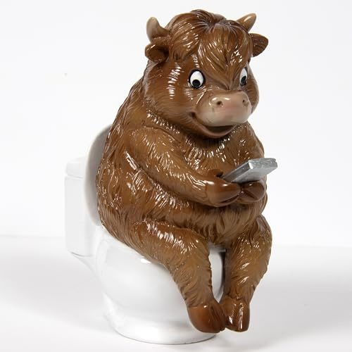 Lesser & Pavey Novelty s Highland Cow Loo TimeDecor Figurine | Scottish Inspired Design, Decorative Accent, Freestanding Display, Ideal for Home and Office Decor, Great Gift Choice