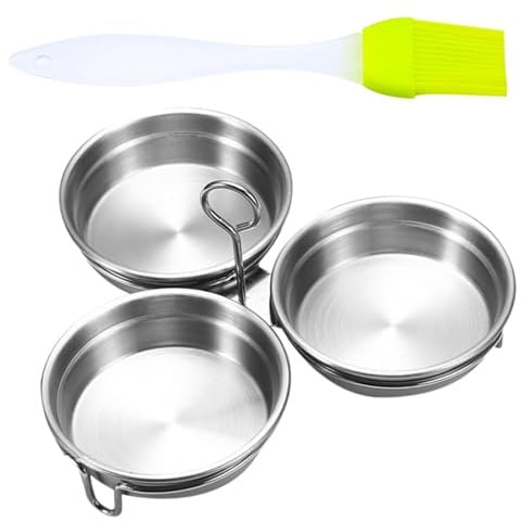 d'oeufs pochés - poêle de braconnier à œufs en acier inoxydable 3x, braconnier à œufs à micro-ondes, | Papaçon d'oeuf antiadhésif avec rack, d'oeufs avec pinceau, mijoteuse à pancake aux