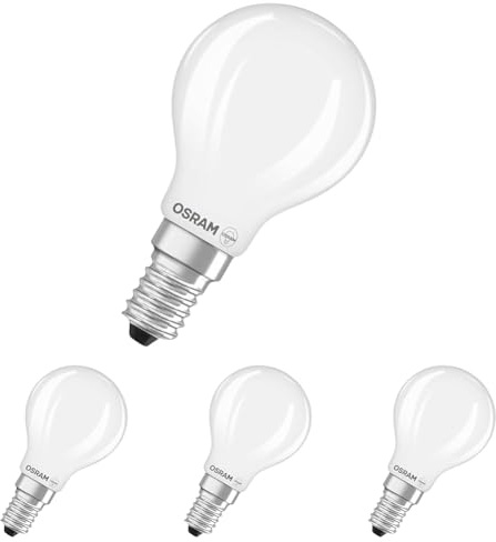 Osram LED-Lampe Star Miniballform P25 Filament, 2700 K warmweiß, 1,8 W, E14, matt, 250 lm, 15.000h, für Tischleuchten, Dekoleuchten, blendfrei (Packung mit 4)