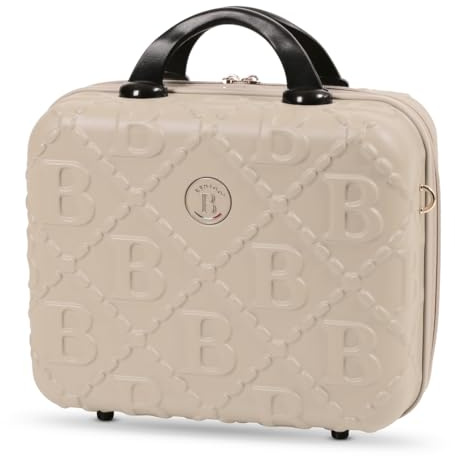 BERTOO Livorno Hartschalen-Kosmetikkoffer, Reisekoffer aus ABS+PC, 16 l, mit Trolley- und Schultergurt, Champagnergold